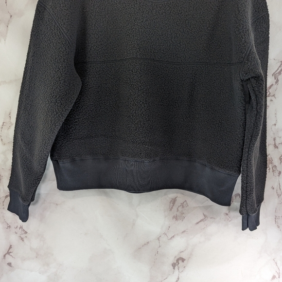 Everlane Sweatshirt Womens Black The Sherpa Teddy Fuzzy Fleece Renew Crew - Picture 8 of 14